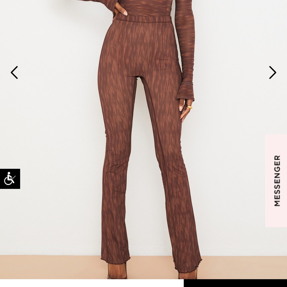 House of CB Flare Chocolate Mesh Pants